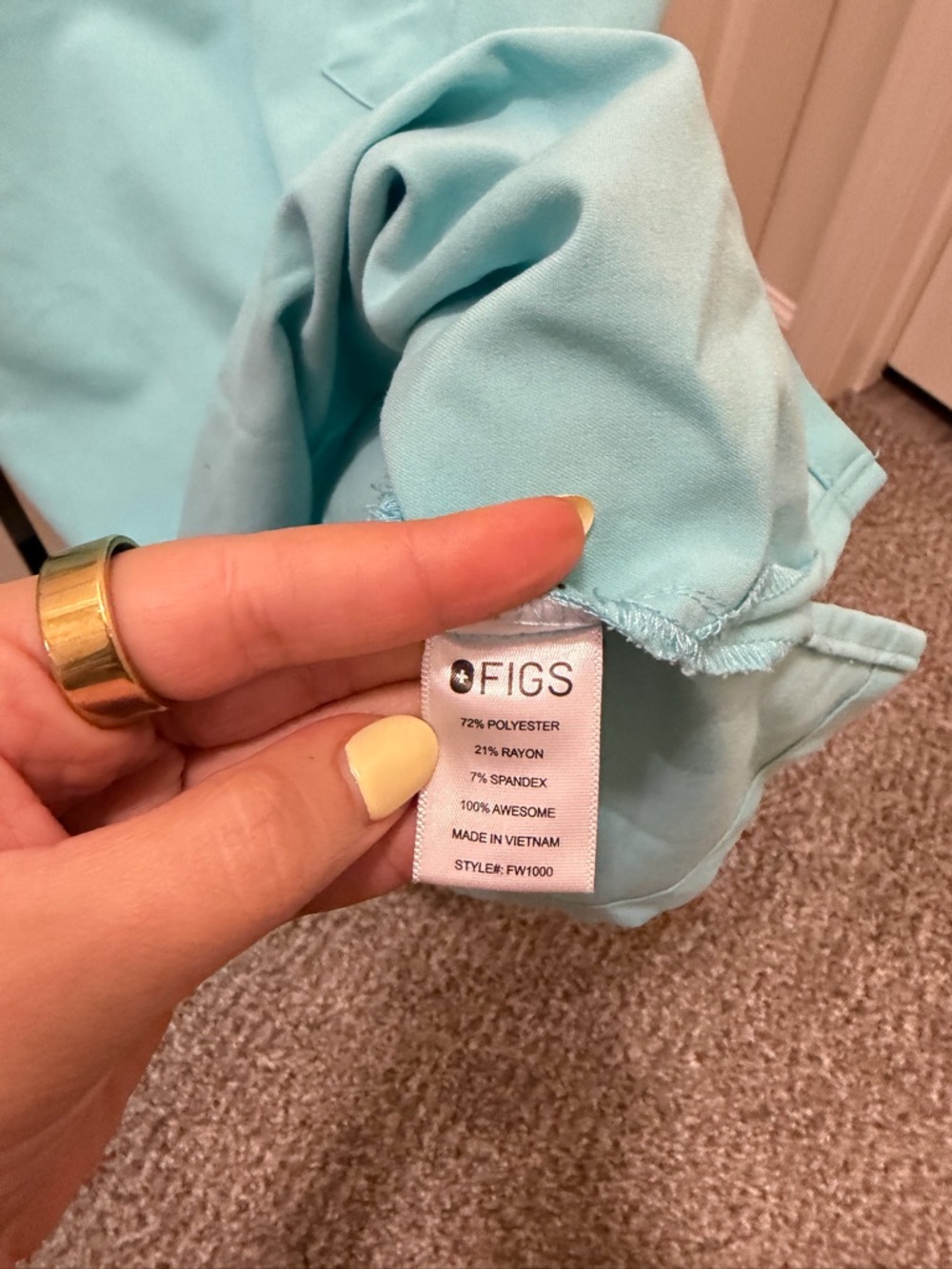 Figs Light Teal Medical Scrub Top - Picture 4 of 5